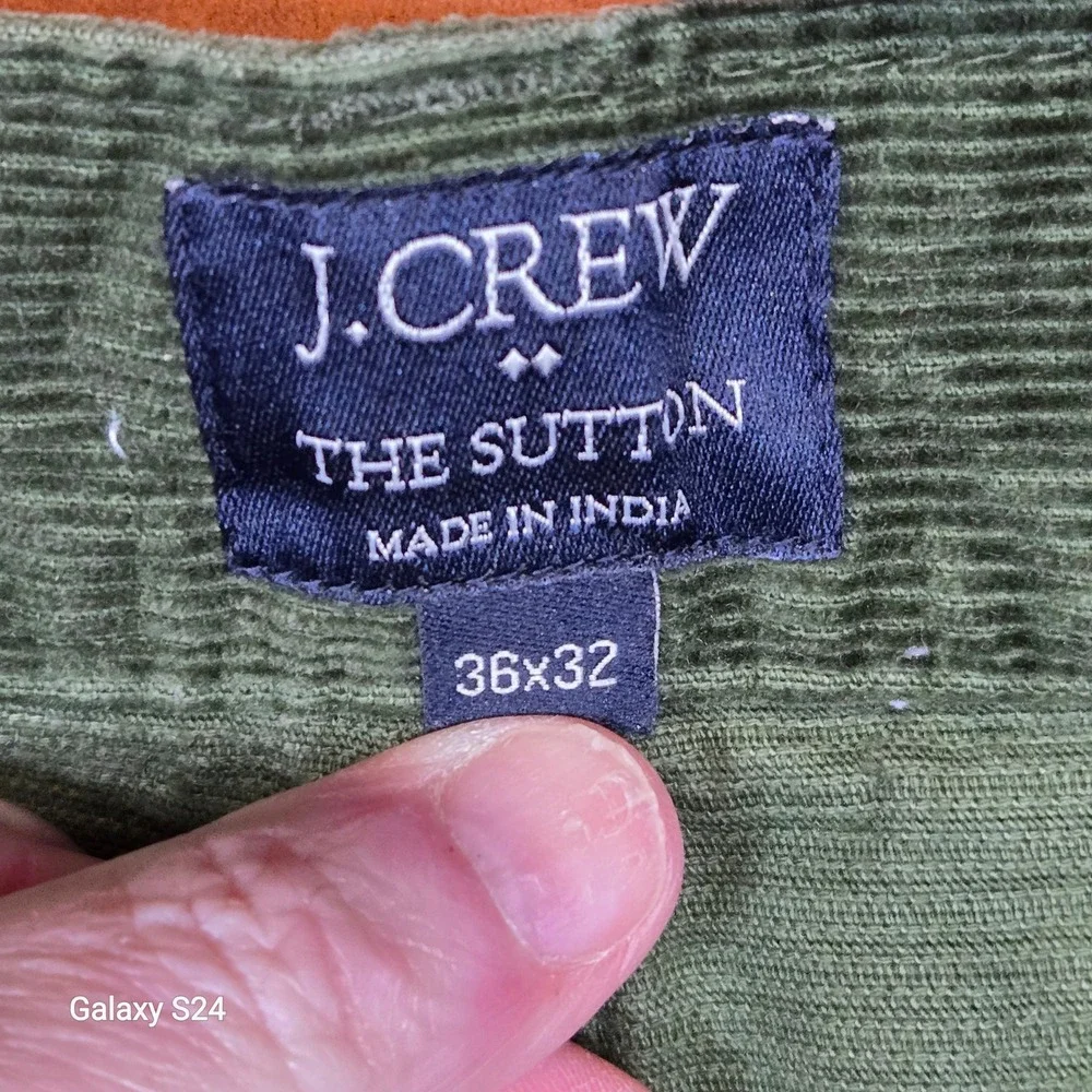 J Crew The Sutton Corduroy Pants Mens 36x32 Green Straight‎ Leg Casual